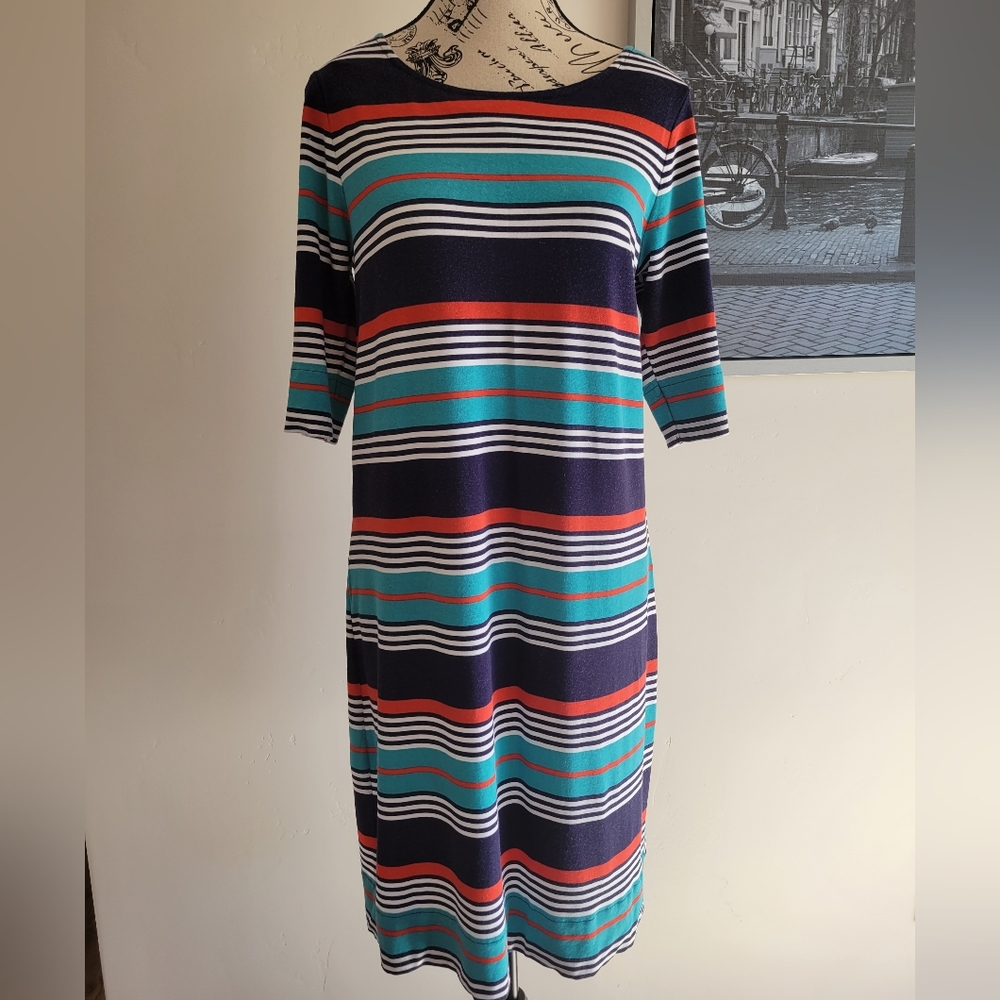 C&C California Women's Multicolored Striped Short Sleeve Dress. Size M